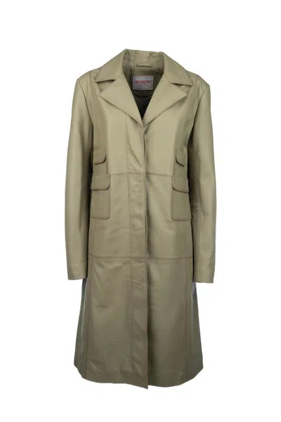 Iceberg Leather Coat In Mud