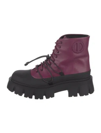 Pre-owned Iceberg Leather Combat Boots In Purple