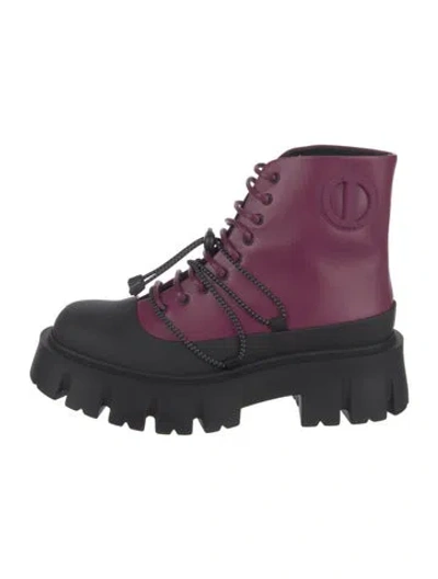 Pre-owned Iceberg Leather Combat Boots W/ Tags In Purple