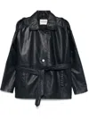 Iceberg Navy Blue Leather Jacket In Blue
