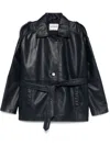 Iceberg Navy Blue Leather Jacket In Blue