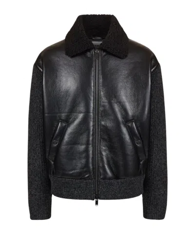 Iceberg Leather-like Zipper Casual Jacket In Black