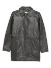 Iceberg Leather Pocket Coat In Gray