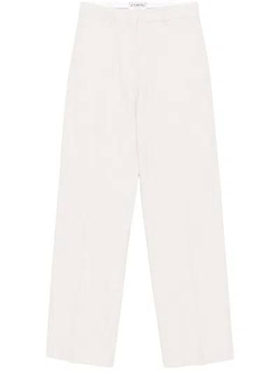 Iceberg Light Beige Tailored Linen Trousers