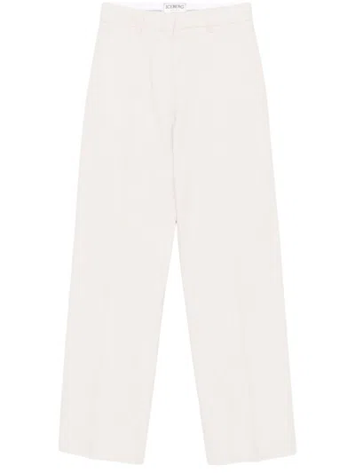 ICEBERG ICEBERG LIGHT BEIGE TAILORED LINEN TROUSERS