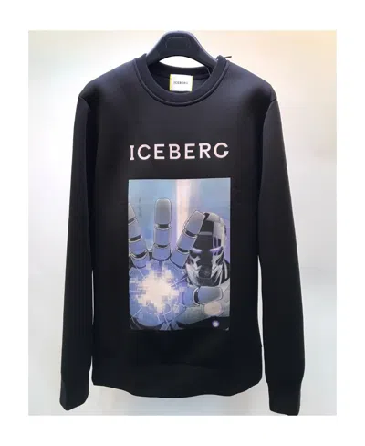 Iceberg Logo Details Hoodie In Black