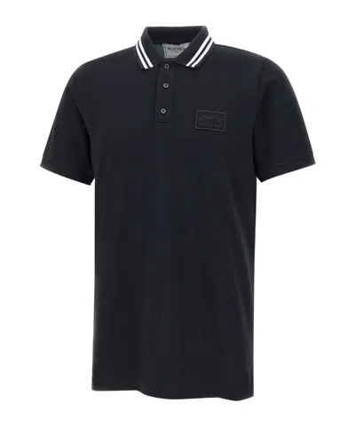 Iceberg Logo-embroidered Cotton Polo Shirt In Black