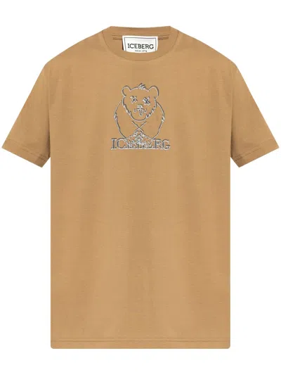 Iceberg Logo-embroidered Cotton T-shirt In 中性色