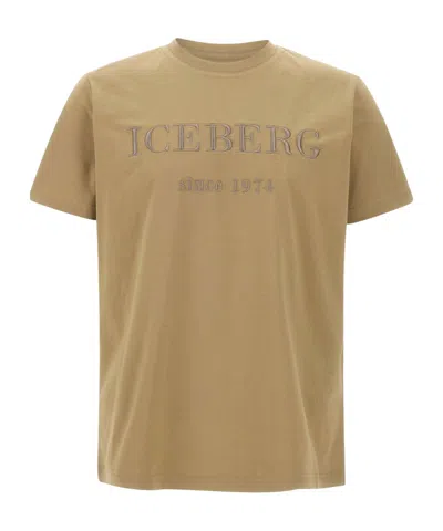 Iceberg Logo Embroidered Crewneck T-shirt In Brown