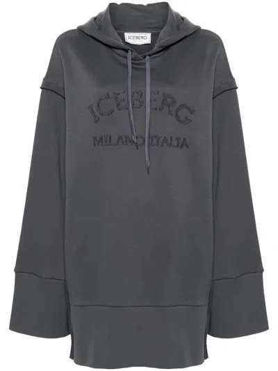Iceberg Logo-embroidered Mini Dress In Grey