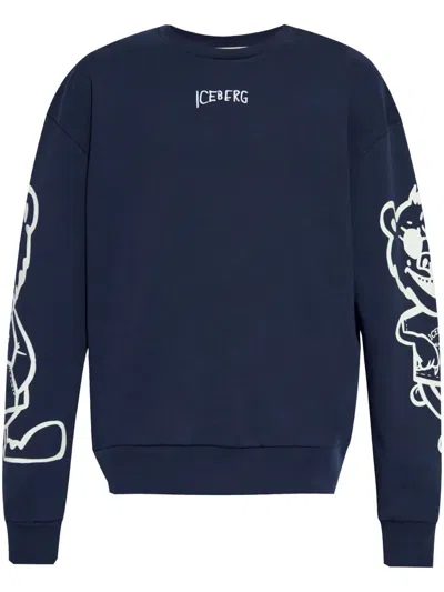 Iceberg Logo-embroidered Sweatshirt In Blue