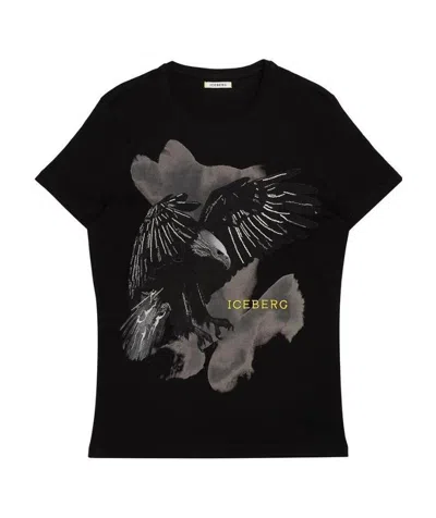 Iceberg Logo Embroidered T-shirt In Black