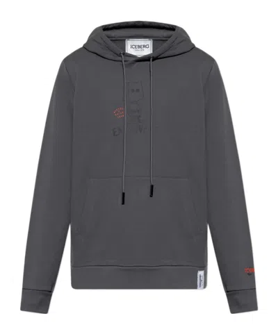 Iceberg Logo Hooded Sweatshirt In Gray