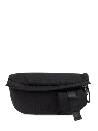 Iceberg Logo-jacquard Belt Bag In Black