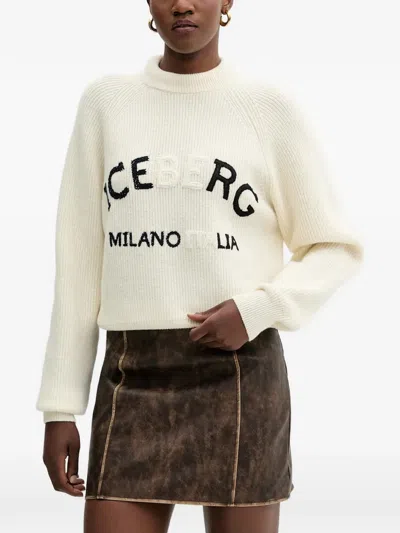 Iceberg Logo Knitted Sweater In White