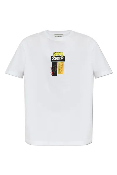 Iceberg Logo Patch Crewneck T-shirt In White