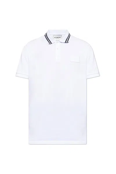 Iceberg Logo Patch Short-sleeved Polo Shirt In White