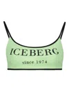 Iceberg Logo-print Bikini Top In Green
