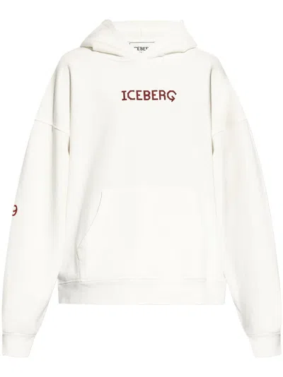Iceberg Logo-print Cotton Hoodie In White