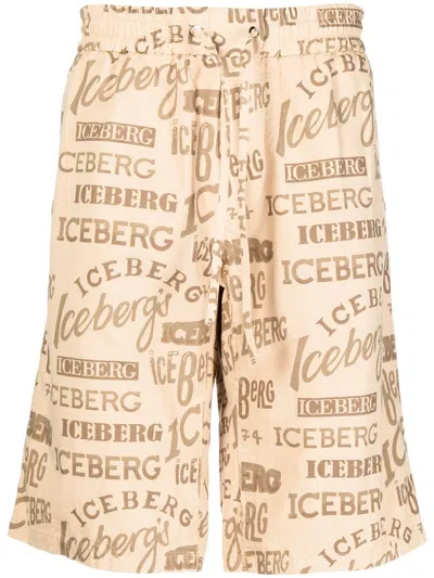 Iceberg Logo-print Deck Shorts In Braun
