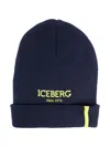 Iceberg Logo-print Knitted Beanie In Blue