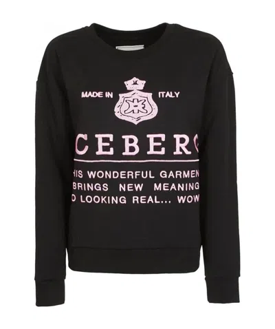 Iceberg Logo Print Sweater In Black