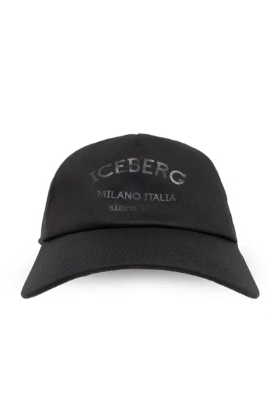 Iceberg Logo-print Baseball Cap In Black