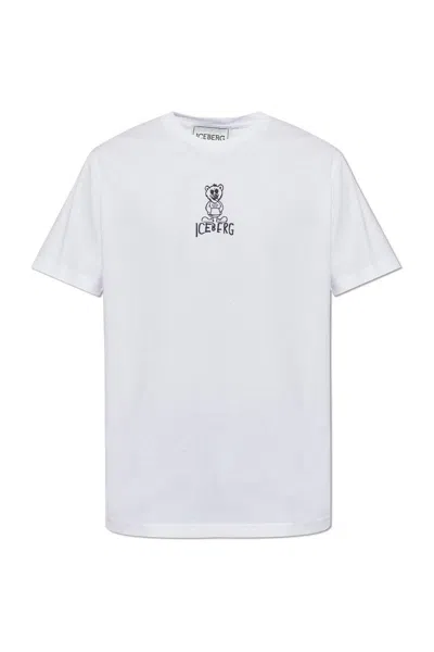 Iceberg Logo Printed Crewneck T-shirt In White
