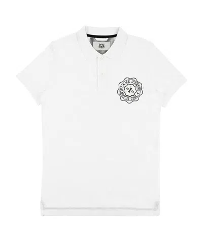Iceberg Logo Printed Polo Shirt In White