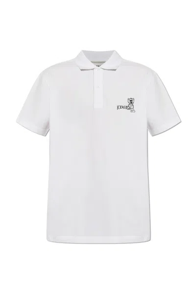 Iceberg Logo Printed Short-sleeved Polo Shirt In White