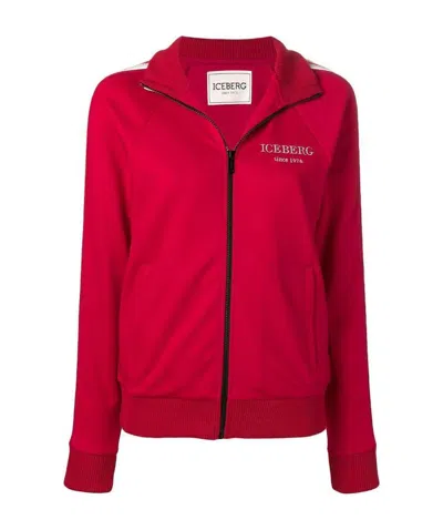 Iceberg Logo Zipper Casual Jacket In Red