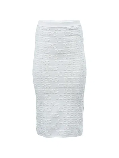 Iceberg Logo-embossed Midi Skirt In White
