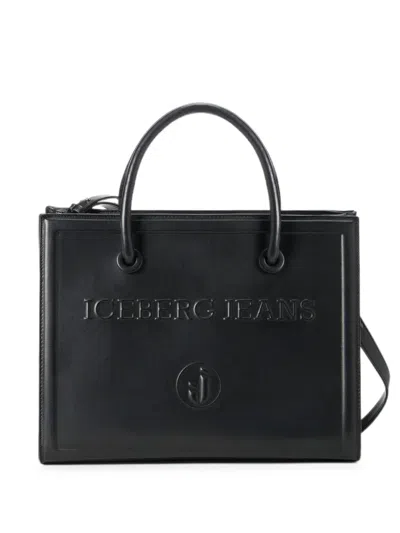 Iceberg Logo-embossed Tote Bag In Black