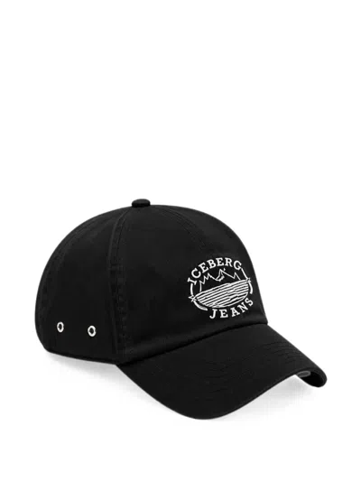 Iceberg Logo-embroidered Baseball Cap In Black