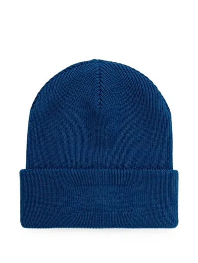 Iceberg Logo-embroidered Beanie Hat In Blue