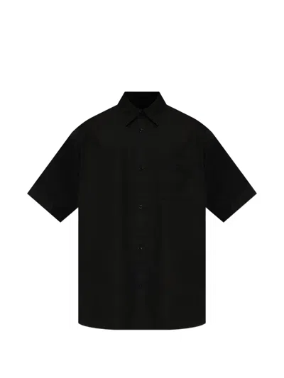 Iceberg Logo-embroidered Chest-pocket Shirt In Black