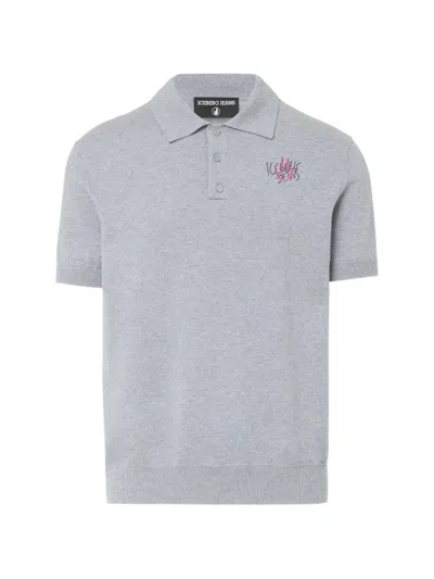 Iceberg Logo-embroidered Polo Shirt In Gray