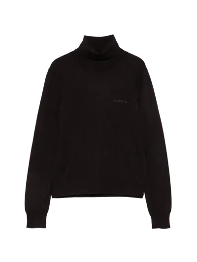 Iceberg Logo-embroidered Roll-neck Sweater In Brown