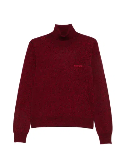 Iceberg Logo-embroidered Roll-neck Sweater In Burgundy