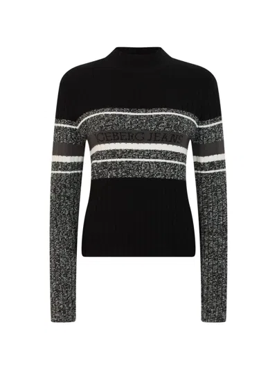 Iceberg Logo-embroidered Striped Sweater In Black
