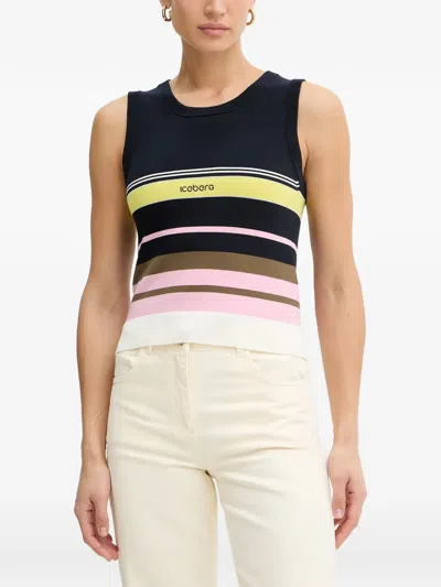 Iceberg Logo-embroidered Striped Tank Top In Multi