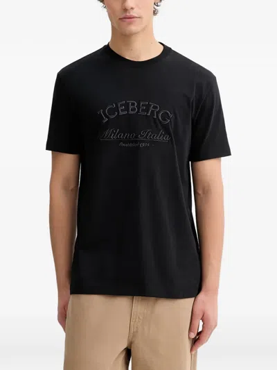 Iceberg Logo-embroidered T-shirt In Black