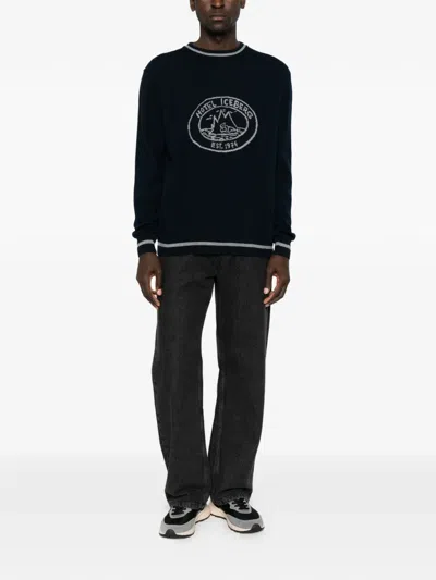 Iceberg Logo-intarsia Tipped Sweater In Black