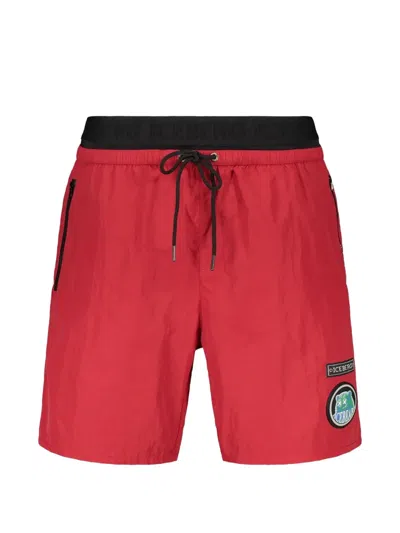 Iceberg Logo-patch Drawstring Swim Shorts In Red