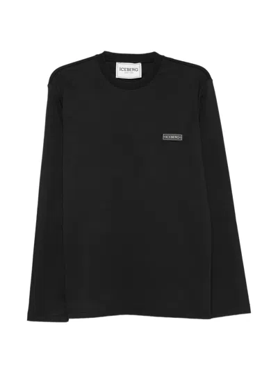 Iceberg Logo-patch Long-sleeve T-shirt In Black