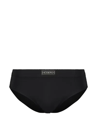 Iceberg Logo-patch Swim Briefs In Black