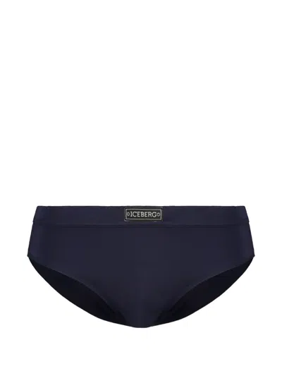 Iceberg Logo-patch Swim Briefs In Blue