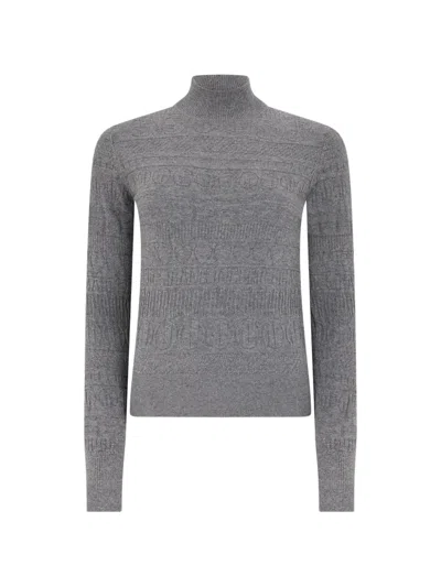Iceberg Logo-patterned Turtleneck Sweater In Grey