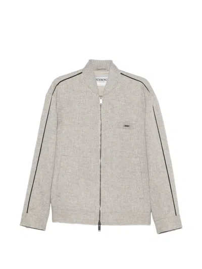 Iceberg Logo-plaque Side-stripe Jacket In Gray