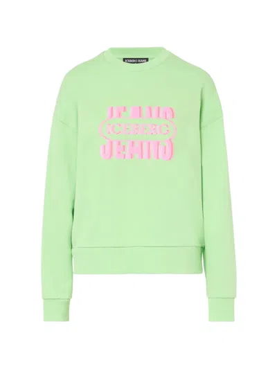 Iceberg Logo-print Cotton Sweatshirt In Green